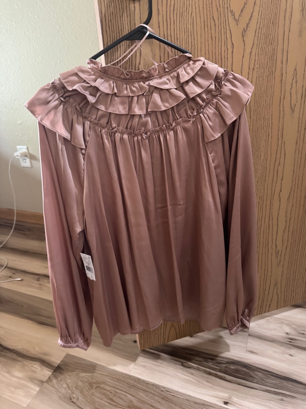 Ruffled Long-Sleeve Blouse in Dusty Rose - Picture 2 of 2
